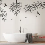 عکس برچسب دیواری با طرح شاخه‌های آویزان از پرندگان