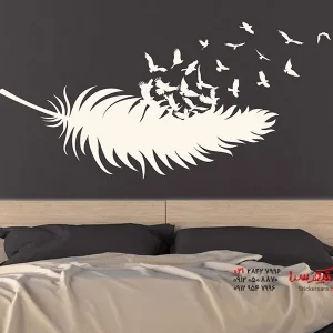 برچسب دیواری با طرح پر پرندگان