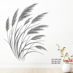 عکس برچسب دیواری با طرح چمن‌های موج‌دار