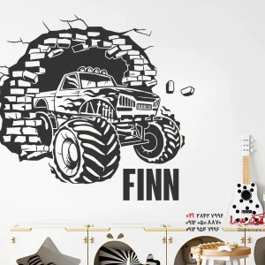 برچسب دیواری با نام و تصویر کامیون هیولا