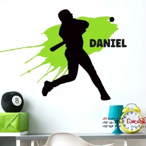 برچسب دیواری بازیکن بیسبال با نام