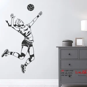 برچسب دیواری بازیکن والیبال در حال خدمت