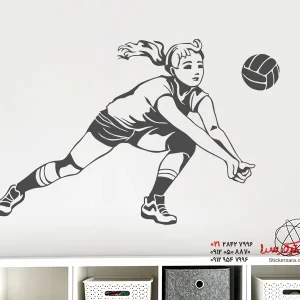 برچسب دیواری بازیکن والیبال در حال کندن زمین