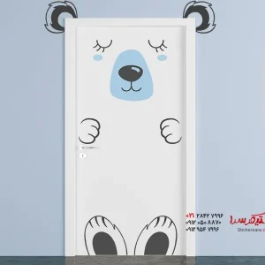 برچسب دیواری برای تزیین درب با خرس عروسکی