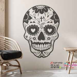 برچسب دیواری طرح جمجمه مکزیکی
