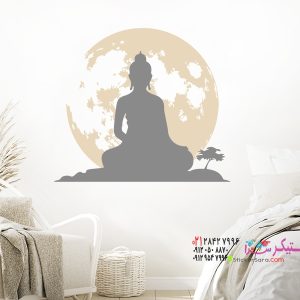 عکس برچسب دیواری بودا با تصویر ماه