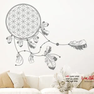 برچسب دیواری بوهمی، گل زندگی با پر