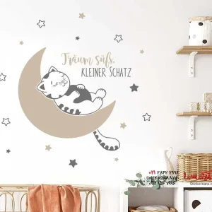 برچسب دیواری بچه گربه در ماه