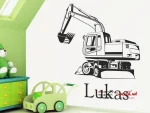 برچسب دیواری بیل مکانیکی با نام دلخواه