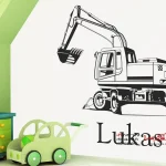 برچسب دیواری بیل مکانیکی با نام دلخواه
