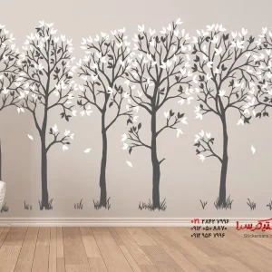 عکس برچسب دیواری تزئینی ردیف درختان