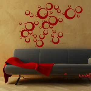 تصویر برچسب دیواری تزئینی ساخته شده از دایره