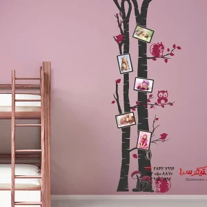 برچسب دیواری تنه درخت توس با قاب عکس