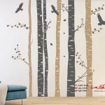 عکس برچسب دیواری تنه درخت توس دو رنگ
