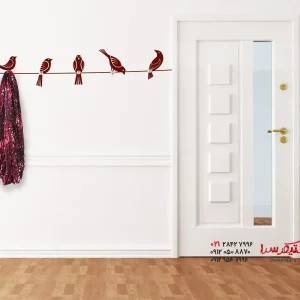 برچسب دیواری جا لباسی طرح پرنده