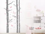 برچسب دیواری جنگل توس با پروانه ها