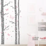برچسب دیواری جنگل توس با پروانه ها