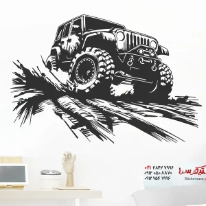 برچسب دیواری جیپ قدیمی و جذاب