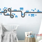 عکس برچسب دیواری حاشیه قرنیز اتاق کودک خیابان با طرح ماشین