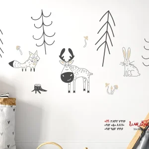 برچسب دیواری حیوانات جنگلی بامزه