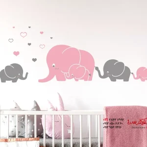 برچسب دیواری خانواده فیل