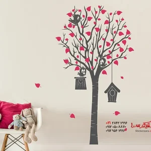 برچسب دیواری خانواده پرندگان زیبا