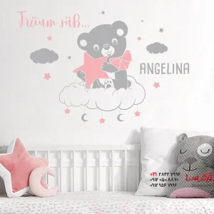برچسب دیواری خرس ابری با اسم دلخواه