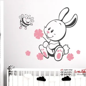 برچسب دیواری خرگوش با زنبور