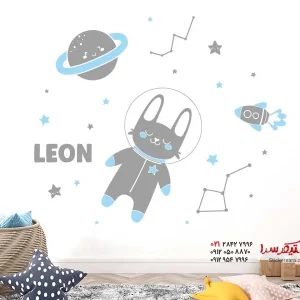 برچسب دیواری خرگوش در فضا