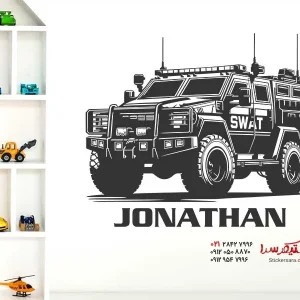 برچسب دیواری خودروی اورژانس SWAT با نام