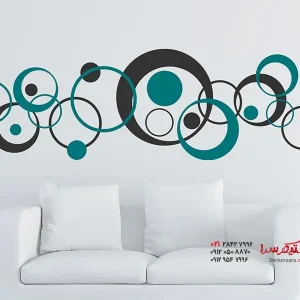 برچسب دیواری دایره‌های رترو دو رنگ