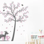 برچسب دیواری درخت با حیوانات جنگلی