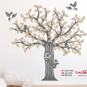 برچسب دیواری درخت با سنجاب