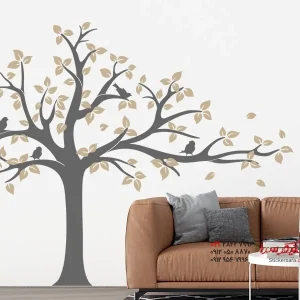 عکس برچسب دیواری درخت بزرگ با پرندگان