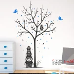 برچسب دیواری درخت جغد با قلب