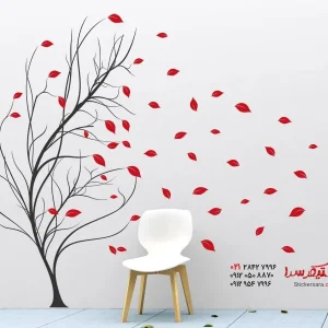 عکس برچسب دیواری درخت در باد