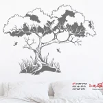 عکس برچسب دیواری درخت زندگی با پرندگان