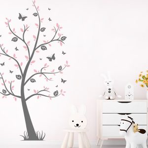 برچسب دیواری درخت کودکان با پروانه ها