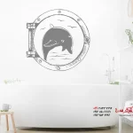 برچسب دیواری دریچه با طرح دلفین