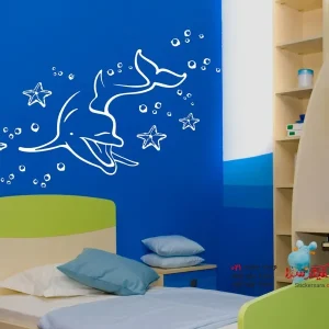 برچسب دیواری دنیای زیر آب با دلفین