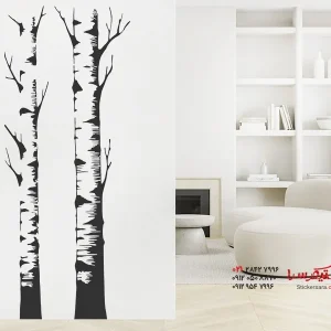 عکس برچسب دیواری دو درخت توس