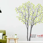 عکس برچسب دیواری دو رنگ درختان برگ ریز