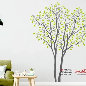 عکس برچسب دیواری دو رنگ درختان برگ ریز