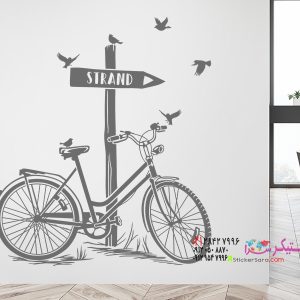 عکس برچسب دیواری دوچرخه در ساحل
