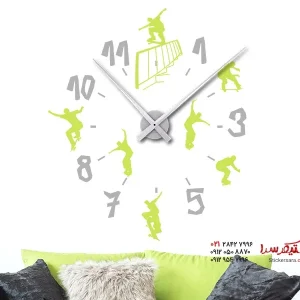 برچسب دیواری ساعت اسکیت باز