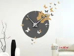 برچسب دیواری ساعت دو رنگ با پروانه