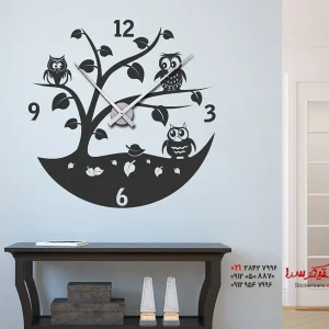 برچسب دیواری ساعت دیواری طرح جغدها