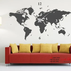 برچسب دیواری ساعت دیواری نقشه جهان