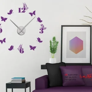 برچسب دیواری ساعت طرح پروانه