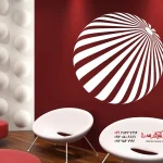 عکس برچسب دیواری سه بعدی طرح توپ راه راه